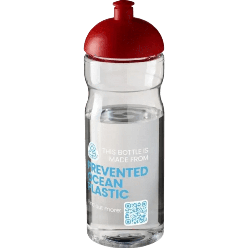 Personalised 650ml H2O Active Eco Base Sports Bottles in Transparent/Red from Total Merchandise