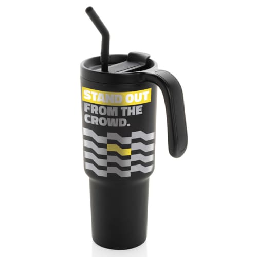Logo Branded Graphic 900ml RCS Recycled Stainless Steel Tumbler in Black from Total Merchandise