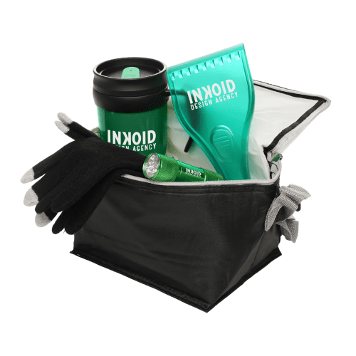 Printed Winter Essentials Gift Sets in Green with a design from Total Merchandise