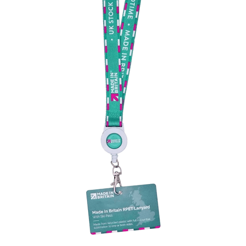 rPET Lanyard with Ski Pass Reel & Printed Card