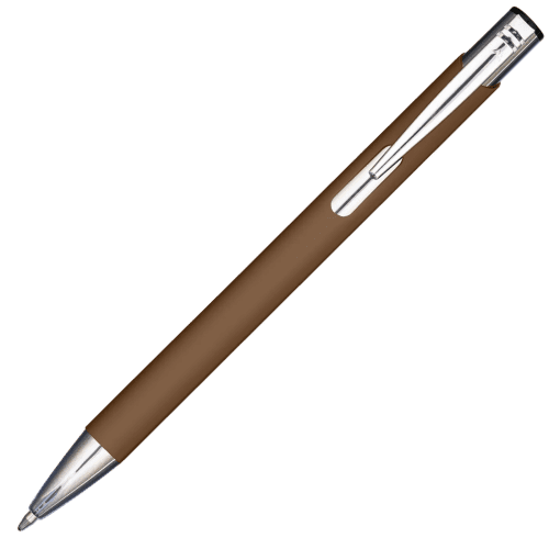 Logo Branded Mood® GRS Recycled Soft Feel Metal Ballpens in Brown from Total Merchandise