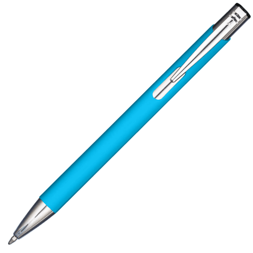 Customisable Mood® GRS Recycled Soft Feel Metal Ballpens in Cyan from Total Merchandise