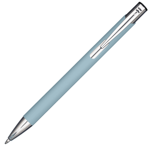 Promotional Mood® GRS Recycled Soft Feel Metal Ballpens in Pastel Blue from Total Merchandise