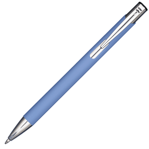 Personalisable Mood® GRS Recycled Soft Feel Metal Ballpen in Pastel Dark Blue from Total Merchandise