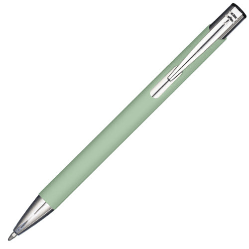Custom Branded Mood® GRS Recycled Soft Feel Metal Ballpens in Pastel Green from Total Merchandise