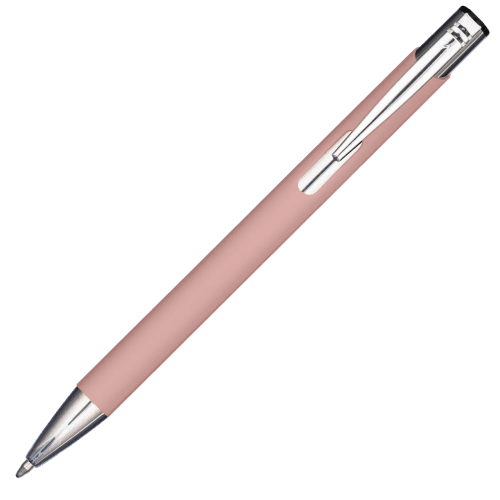 Custom Printed Mood® GRS Recycled Soft Feel Metal Ballpens in Pastel Pink from Total Merchandise