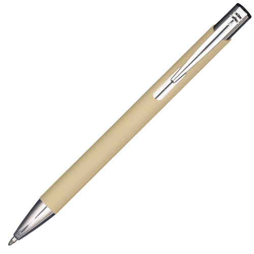 Logo Printed Mood® GRS Recycled Soft Feel Metal Ballpens in Pastel Yellow from Total Merchandise