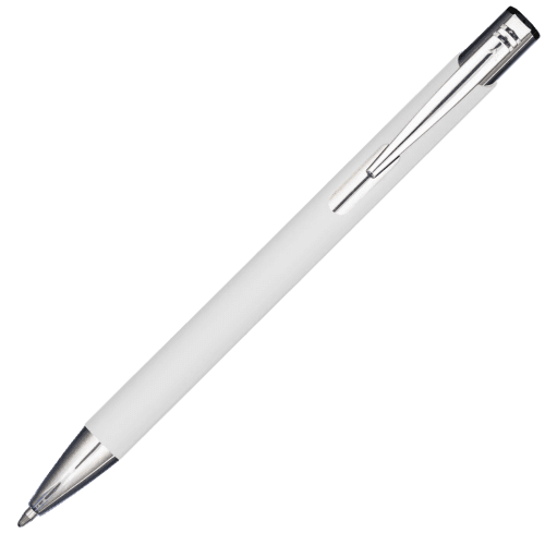 Custom Printed Mood® GRS Recycled Soft Feel Metal Ballpens in White from Total Merchandise