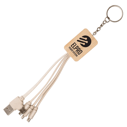 Customisable USB-C Rectangle Bamboo & Wheat Straw Charger Lead in Natural from Total Merchandise
