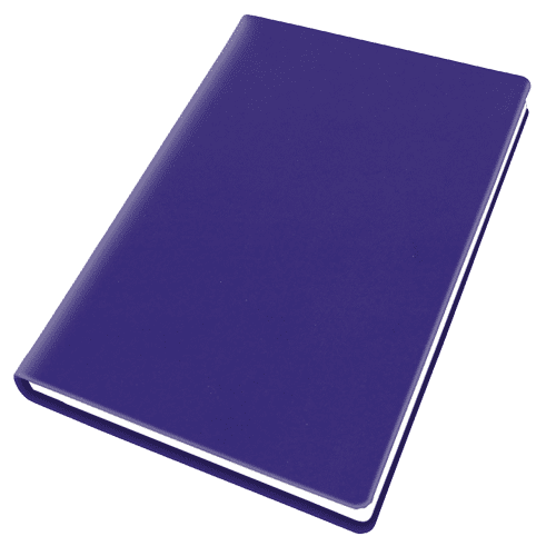 Logo Branded A5 Porto Recycled PET Notebook in Violet Blue with your logo from Total Merchandise