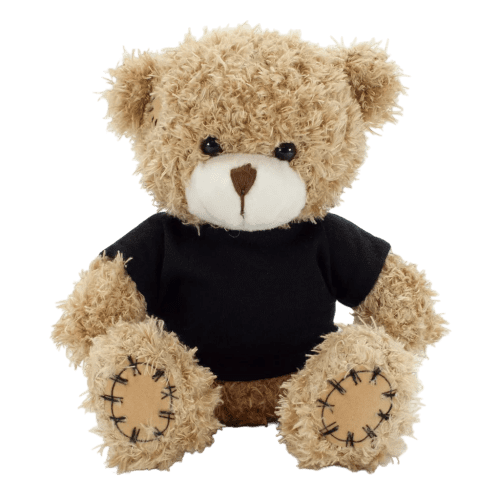 18cm Paw Teddy Bears with a T-Shirt in Mocha/Black