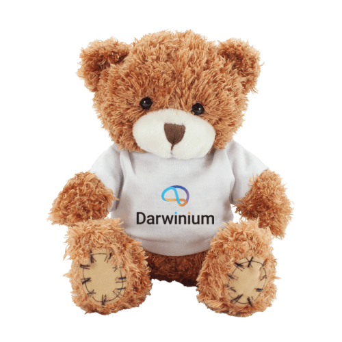 18cm Paw Teddy Bears with a T-Shirt in Cinnamon/White