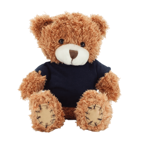 18cm Paw Teddy Bears with a T-Shirt in Cinnamon/Navy