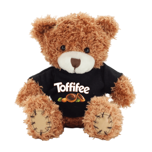 18cm Paw Teddy Bears with a T-Shirt in Cinnamon/Black