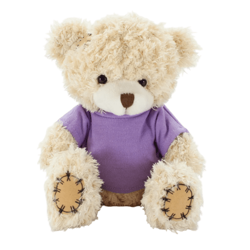 18cm Paw Teddy Bears with a T-Shirt in Cappuccino/Lilac