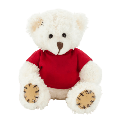 18cm Paw Teddy Bears with a T-Shirt in Latte/Red