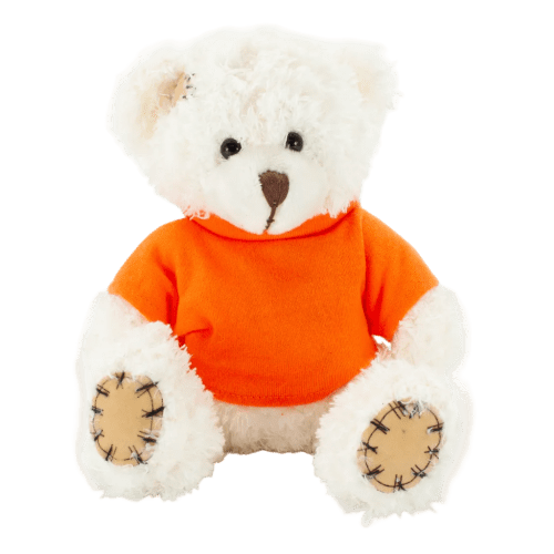 18cm Paw Teddy Bears with a T-Shirt in Latte/Orange