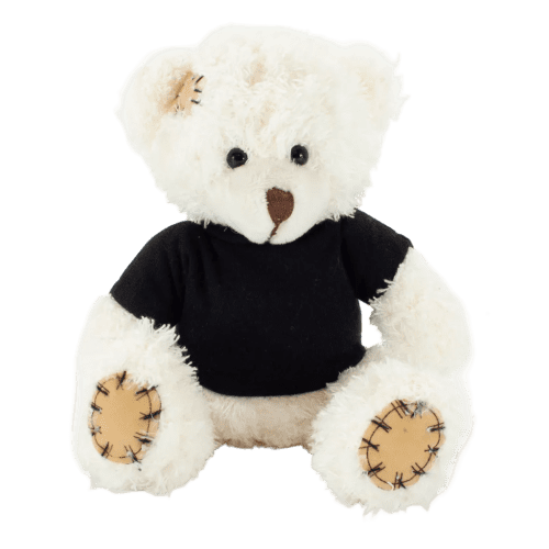 18cm Paw Teddy Bears with a T-Shirt in Latte/Black