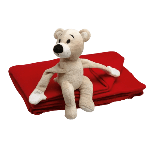 Personalisable Fleece Blanket with Teddy Bear in Red from Total Merchandise