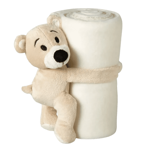 Customisable Fleece Blanket with Teddy Bear in White from Total Merchandise