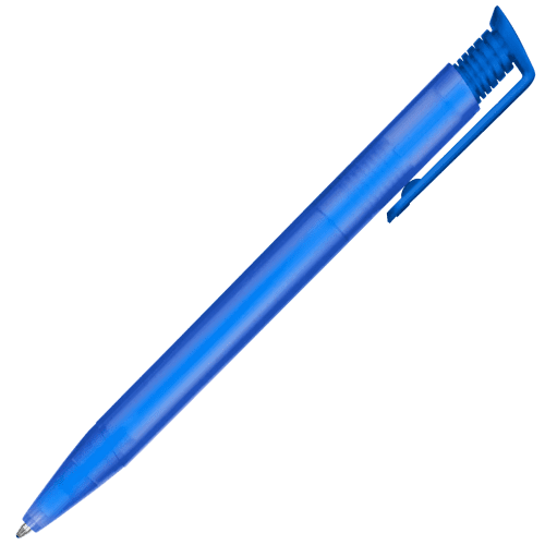 Printed Albion Frost Recycled Ballpen in Frosted Blue with a design from Total Merchandise