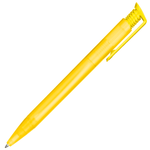 Personalised Albion Frost Recycled Ballpen in Frosted Yellow with a design from Total Merchandise