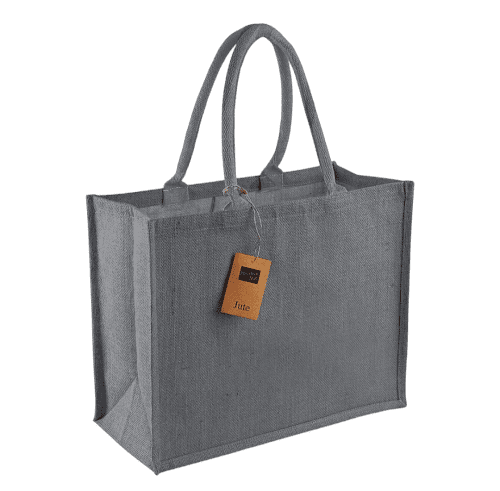 Promotional Coloured Westford Mill Jute Classic Shopper Bags in Graphite Grey from Total Merchandise