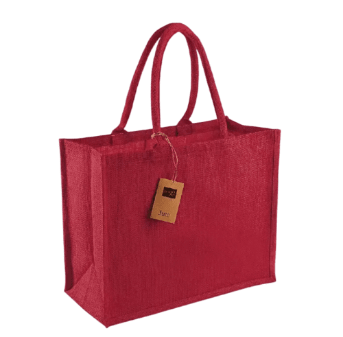 Logo Branded Coloured Westford Mill Jute Classic Shopper Bags in Red from Total Merchandise