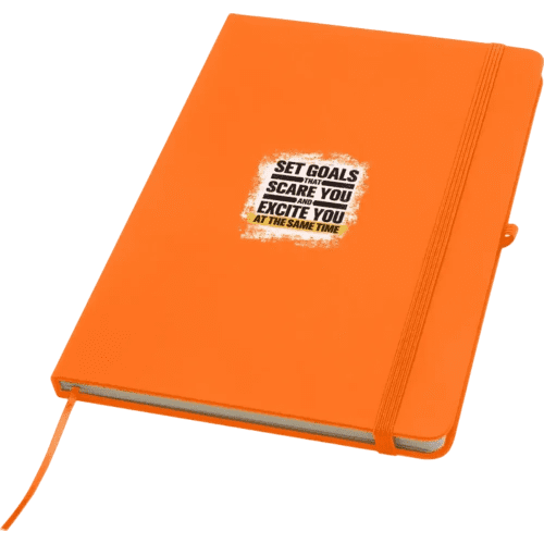 Custom Spectrum Plus A5 Hard Cover Notebook in Orange with a design from Total Merchandise