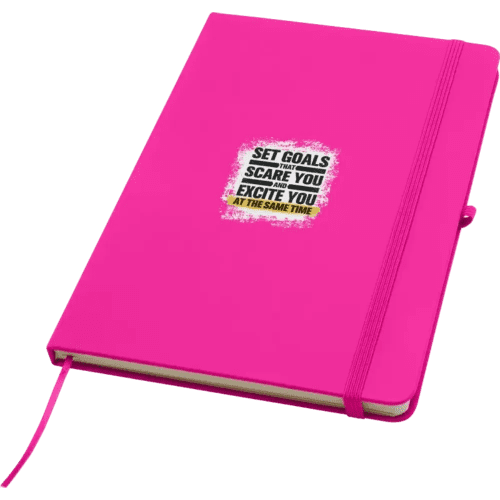 Promotional Spectrum Plus A5 Hard Cover Notebook in Pink with a design from Total Merchandise