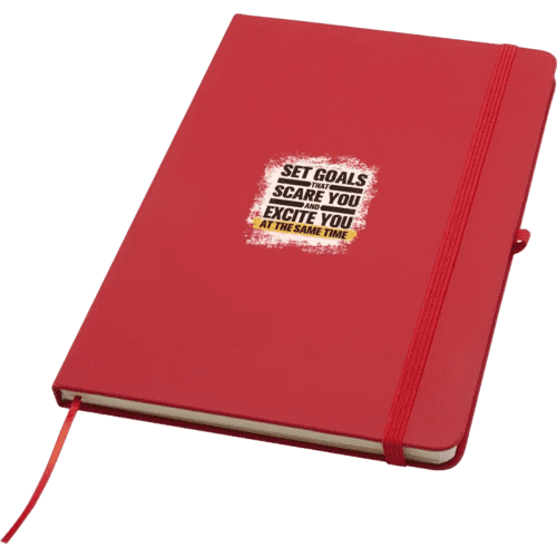 Branded Spectrum Plus A5 Hard Cover Notebook in Red with a design from Total Merchandise