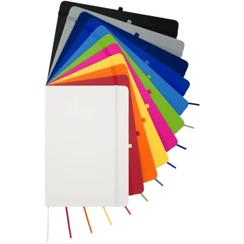 A group image showing all of the available colours of the Spectrum Plus A5 Hard Cover Notebook