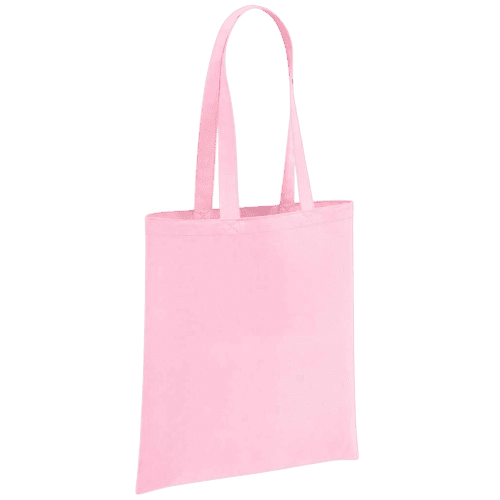 Printed Coloured Brand Lab Organic Cotton Long Handle Shopper in Light Pink from Total Merchandise