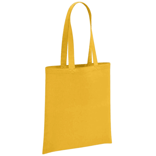 Logo branded Coloured Brand Lab Organic Cotton Long Handle Shopper in Mustard from Total Merchandise