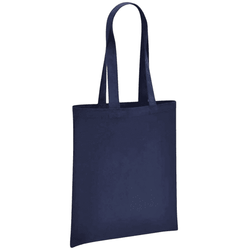 Branded Coloured Brand Lab Organic Cotton Long Handle Shopper in Navy Blue from Total Merchandise