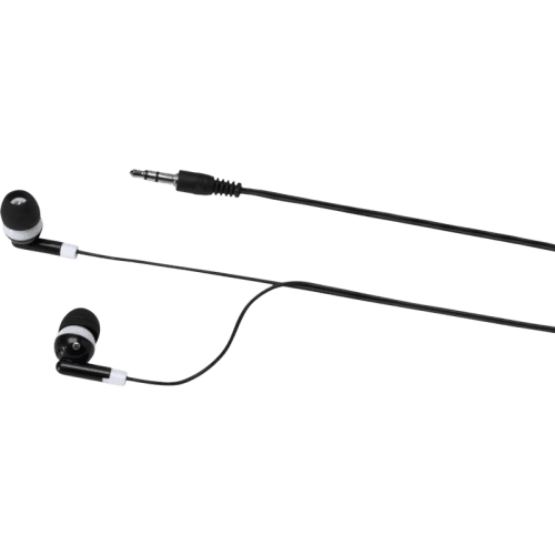 Personalisable Earbuds with Recycled Plastic Storage Box in Black from Total Merchandise