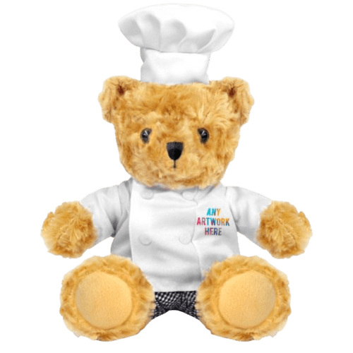 Customised Victoria Teddy Bear with Chef Outfit in Golden/White from Total Merchandise