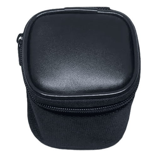 The zipped black pouch that the USB & USB-C Universal Travel Adaptor comes in