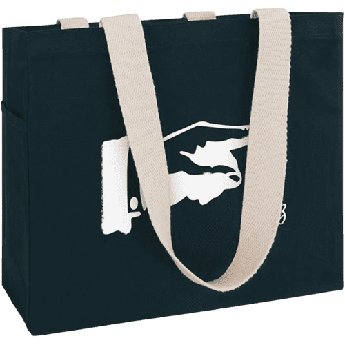 Promotional Coloured Cranbrook Recycled Cotton Canvas Medium Tote Bags in Navy Blue