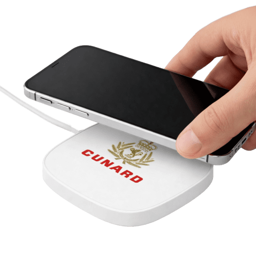 Custom branded 5W Wireless Charger in white printed with your logo from Total Merchandise