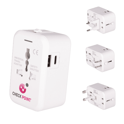 Custom Printed Compact USB-C Travel Adaptor in White personalised with your company design