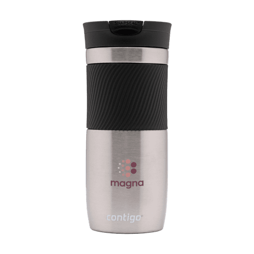 Promotional Contigo® 470ml Double Walled Thermos Cup in Silver printed with your company logo