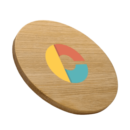 Customisable Flat Bamboo Coasters in Bamboo printed with your logo from Total Merchandise