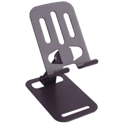 Custom Foldable Metal Mobile Phone Stand in Purple with a design from Total Merchandise