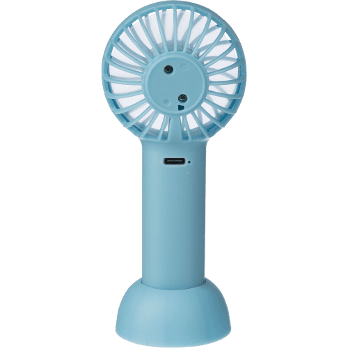 Logo Branded Handheld Rechargeable Fans in Light Blue printed with your logo from Total Merchandise