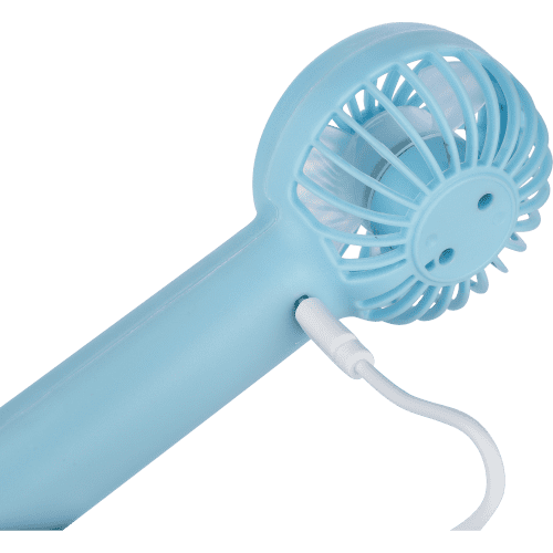 Logo Printed Handheld Rechargeable Fans in Light Blue printed with your logo from Total Merchandise