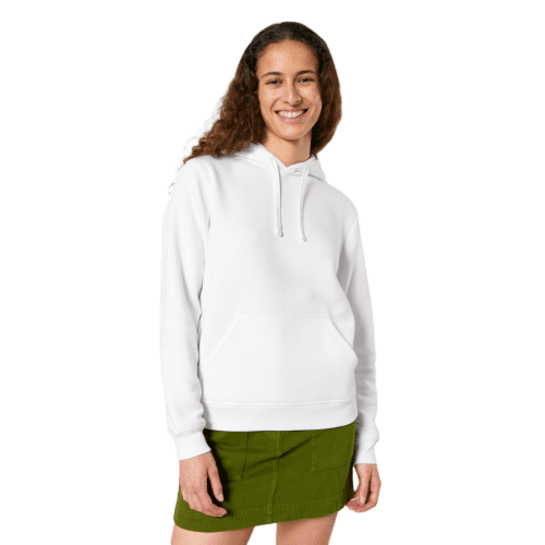 Logo branded White Stanley Stella Drummer Hoodies in White with a design from Total Merchandise