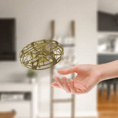 Personalisable Interactive UFO Drone in Gold printed with your logo from Total Merchandise