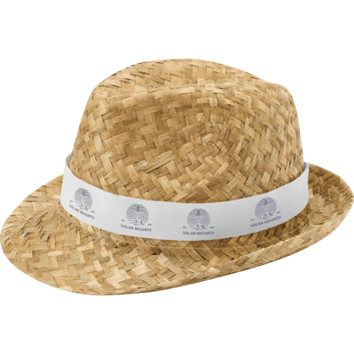 Promotional Natural Straw Hats in Natural/White printed with your logo from Total Merchandise