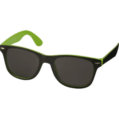 Custom printed Two Toned Sun Ray Sunglasses in Lime/Black with a design from Total Merchandise
